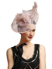 1pc Women Girl Fascinator Hat Back To School Hair Alice Headband Hairpin Mesh Bow Hat Artificial Feathers Cocktail Wedding Kentucky Derby Tea Party Accessories Hat Bride Headwear, School Stuff, Gifts