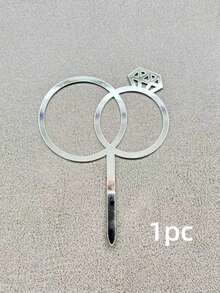 1pc/2pcs/5pcs Diamond Ring Cake Topper, Acrylic Cake Decoration Picks, Suitable For Wedding, Engagement, Anniversary, Valentine's Day Party Cake Decorations, Cake Decorations, Cake Toppers, Baking Supplies, Kitchen Essentials, Baking Decorations, Baking Supplies, Cake Supplies, Holiday Gifts, Decorations - Silver - View 10