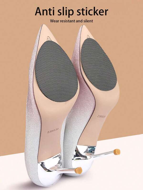 2pcs Anti-Slip Rubber Shoe Sole Stickers, Waterproof Heel Pads, Trimmable For Dress & Casual Shoes