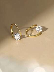 1 peça de brincos de prata esterlina de 1 quilate, colar de diamantes de prata esterlina simples e elegante, joia leve de luxo com corrente de zircônia de alta qualidade