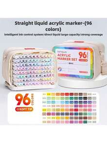 240/168/120/72/60/48/36/24/12 Color Direct Liquid Acrylic Marker Pens, Students Use Art Professional Drawing Drawing Color Soft-Head Marker Stackable Diy Graffiti Coloring Book Coloring Pen Can Draw Glass Stone Waterproof Body Painting Brush Christmas Gift, Back To School Gifts - Multicolor - View 11