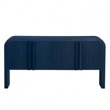 MERAX 62.2-Inch Wave-Pattern Console Table With 4 Doors And Adjustable Shelf,Curved Design Sofa Table Behind Couch,Rustic Narrow Entryway Table For Living Room, Foyer And Hallway, Navy Blue - Màu xanh hải quân - Xem 4