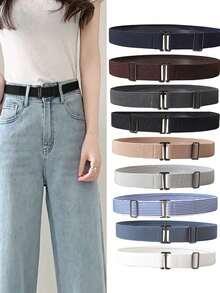 1pc Women's Elastic Waist Belt For Summer - Elastic Waistband, Adjustable Flat Buckle Belt - Jeans Dress Elastic Waist Belt, Suitable For Summer, School, Autumn, Halloween