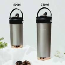 1pc High-Capacity, Stylish Ceramic Lined Double Wall Vacuum Insulated Water Bottle/Coffee Mug With Straw, Portable Back To School