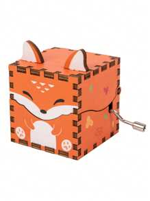 1 Set Caja de música de madera con motivos animales, adorno de escritorio para estudiantes, caja de música manual DIY, regalo de cumpleaños para niños de 1 a 3 años