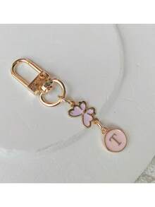 1 件金色蝴蝶字母钥匙扣、合金首字母情侣钥匙扣、背包配件 - 粉色 - 查看 13