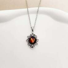 1pc Vintage Stainless Steel Chain Necklace With 26pcs Flame Shaped Letter Pendant