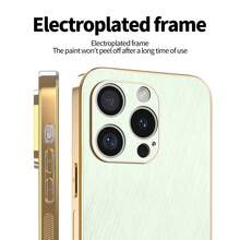 غطاء هاتف فاخر من جلد أصلي خالص مطلي بالذهب، حافة مصنوعة من مادة التي بي يو، قوي ومقاوم للخدش، فتحة كاميرا دقيقة، تركيب سلس، متوافق مع العديد من علامات الهواتف