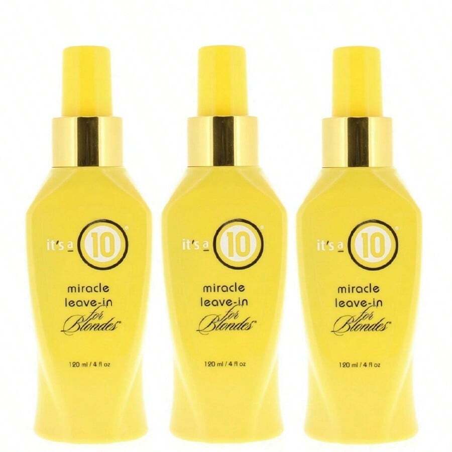 It's A 10 Miracle Leave-In For Blondes 120ml/4oz (3 Pack) Frizz-Reducing, And Volumizing, Ideal For All Hair Types Perfect For Everyday Wear, Travel, Trial Use, Gifting, Dates, Parties, Holidays, And Special Occasions - 無色 - 查看 1