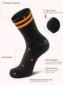 3/6 双女士及膝袜，秋冬保暖纯色运动大腿袜 - 彩色 - 查看 6