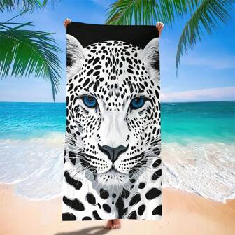 1pc Ultrafine Fiber Large Leopard Print Beach Towel Soft Absorbent Quick Dry Cotton Pool Bath Mat Oversized Blanket For Travel Yoga Picnic Sand Resistant Outdoor Fitness Spa Beach Towel
