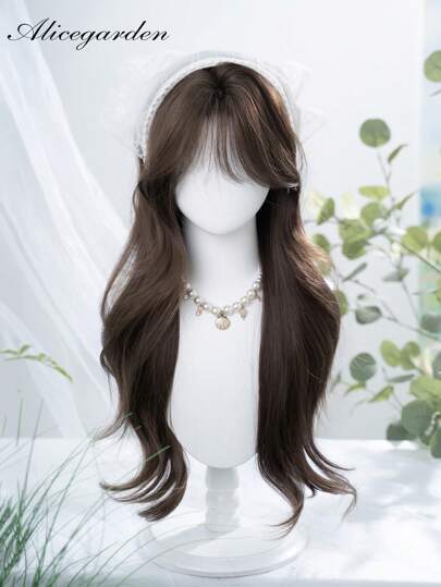 alicegarden 1 Synthetic Heat-Resistant Long Rolled Wig, Brown Wig With A Length Of 30 Feet, A Natural And Realistic Wig. (Excluding Accessories)