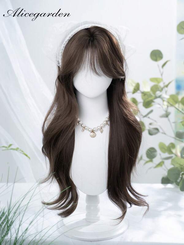 alicegarden 1 Synthetic Heat-Resistant Long Rolled Wig, Brown Wig With A Length Of 30 Feet, A Natural And Realistic Wig. (Excluding Accessories)