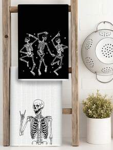 Set de 2 toallas de cocina de Halloween, toallas suaves para platos, toallas de mano absorbentes para té, toallas de té de secado rápido para lavar platos, decoraciones de Halloween, decoración de cocina de Halloween, decoración del comedor, paños de cocina para hornear y cocinar, paños de limpieza, suministros de Halloween, suministros de cocina, decoración del hogar