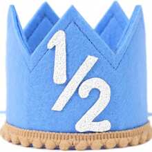 1pc,Pink Half Birthday Party Crown - 1/2 Rose Gold/Gold/Dark Blue Birthday Party Hat, Happy Birthday Crown, Party Photo Props, Birthday Party Decorations