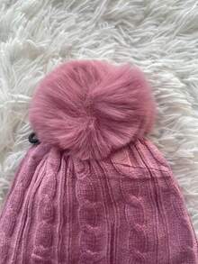Women's Knitted Hat With Pompom | Warm Winter | Various Colors Simple Cute Casual Acrylic Fur Winter - 深粉紅色 - 查看 3