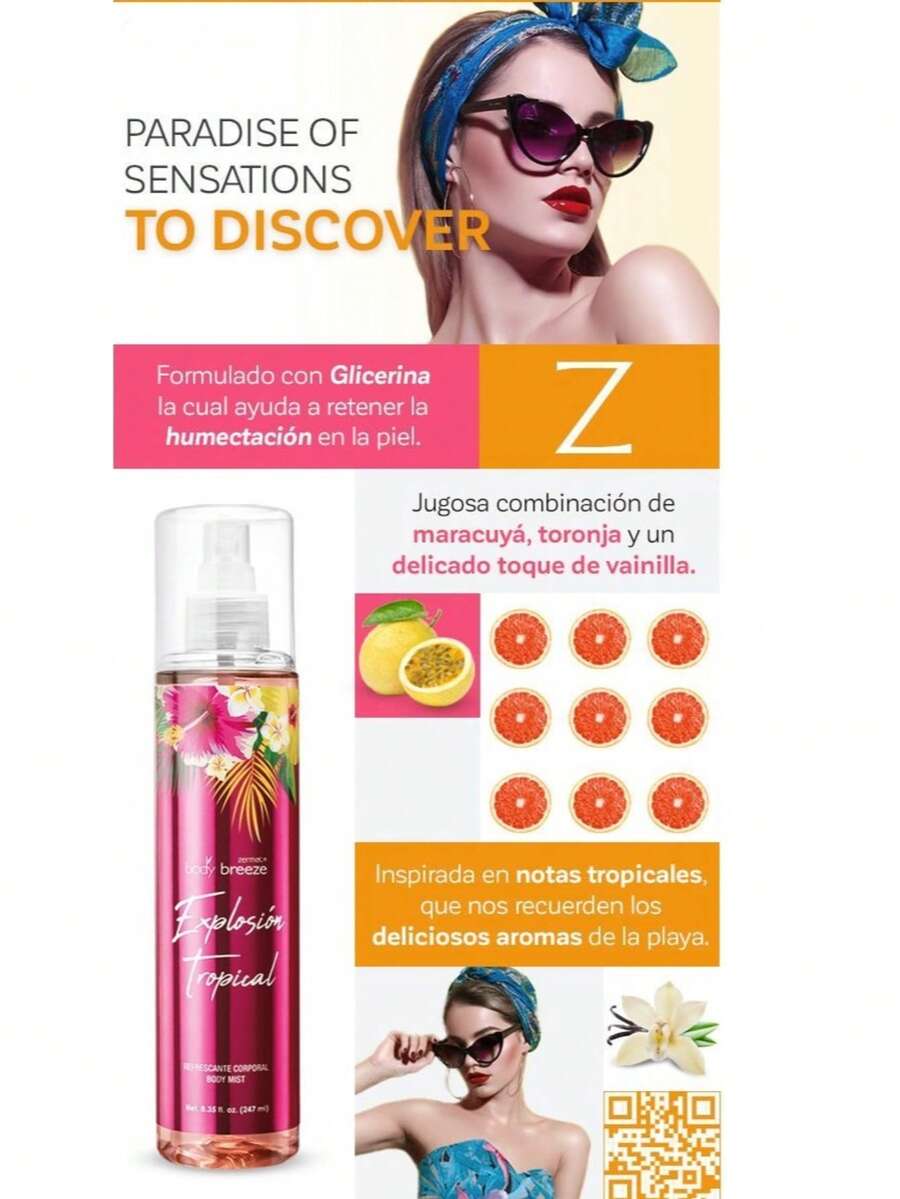 Explosión Tropical Body Mist Body Breeze Spray Corporal Refrescante Hidratante Aroma Alta Duración Fragancia Perfumada Dama Skincare Perfumaria Corporal Cuidado Personal Diario - Afrutado y cítrico - Ver 1