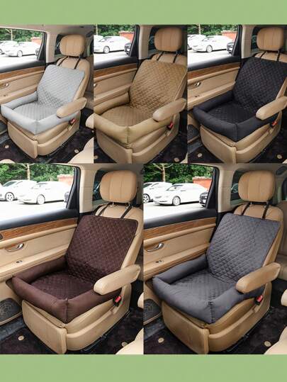 1 Pc Solid Color Plaid Pet Car Seat Cover, Waterproof Mat For Cats & Dogs