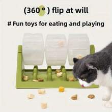 Dispensador de comida interactivo para gatos con pelota de premios - Amarillo y Verde, Comedero automático para estimulación mental y juego, Juguete fácil de limpiar para mascotas, Comedero lento para gatos y perros, Diseño lúdico, Funcionamiento sin electricidad