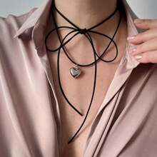 Schwarze Samt Schleife Choker Halskette, Kragenkette für Frauen