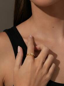 Ewell stilvoller, eleganter, minimalistischer 925er Sterlingsilber-Zierring mit kleinen Zirkonia an zwei Seiten für Damen, Alltags-Tragbarkeit