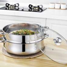 28cm 3/5 Tier Steam Cooker Steamer Pan Cook Food Veg Pot Stainless Steel - 5 Tier - View 9