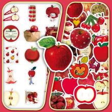 50pcs Apple Style Ins Minimalist Red Decorative Sticker, Creative For Floral Vase, DIY Notebook School Supplies, Back To School