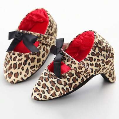 Baby Girl Bowknot Crib Shoes  Soft Sole High Heel Moccasins  Newborn Princess Shoes For Photoshoots  Infant Dress Shoes