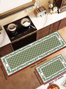1 pezzo Tappetino da cucina in diatomite, con motivo a rombi verdi e marroni, design a grano, stile minimalista di lusso, che allevia la fatica in cucina, impermeabile e resistente allo sporco, spessore 3mm, personalizzabile, tappetino in silicone morbido e confortevole, con strato superiore in tessuto, strato intermedio in spugna e strato inferiore in gomma, adatto per cucina, bagno, ingresso, lavanderia