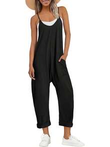 AUTOMET Jumpsuits For Women Casual Summer Outfits Rompers Comfy Beach Vacation Overalls Jumpers Fashion Clothes 2025 - màu đen - Xem 6