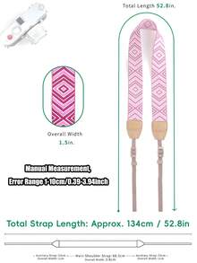 1 pieza Correa de hombro retro bordada y tejida, adecuada para varias cámaras DSLR y sin espejo - Multicolor - Ver 6