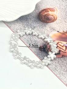 6pcs Fashion Charm Teenage Ocean Series Conch Shell Starfish Faux Pearl Beaded Bracelet, Multilayer Elastic Rope Elegant Bracelet Accessories
