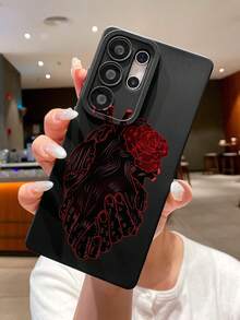 Nuevo estuche de teléfono con agarre suave de TPU, a prueba de golpes, con acabado mate y diseño de corazón. Resistente a arañazos y huellas dactilares, con protección para la lente de la cámara. Compatible con teléfonos Apple, Samsung, Xiaomi, Oppo y Vivo.