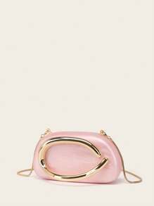 Borsetta da sera, pochette per donne e ragazze, borsa da festa con dettagli in metallo, fibbia e manico in acrilico, adatta a matrimoni e cerimonie, con catenina in metallo, versatile come borsetta e da cocktail, nuova borsa portafoglio per cerimonie e banchetti