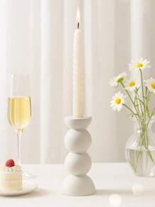 1 pieza Juego de portavelas de resina abstracto moderno - Soportes escultóricos para velas rectas en negro y blanco, decoración elegante para el hogar para la mesa del comedor, el dormitorio, la boda o como regalo