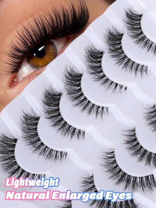 7 pares de pestañas postizas de ojo de gato transparentes naturales y largas. Pestañas postizas exquisitas y cómodas para principiantes, apropiadas para uso diario, citas y ocasiones de fiesta