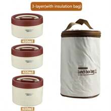 Cutie de prânz Bento din oțel inoxidabil cu 4 straturi, capacitate mare, cu capac și geantă, recipient încălzitor potrivit pentru cuptorul cu microunde, 1 set cutie de prânz termică reutilizabilă, etanșă, pentru adulți/studenți/angajați la birou/picnicuri și camping, potrivită pentru supă/mâncare/fructe