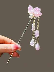 New Chinese Style 2025 Modern Simple Magnolia Flower Shaped Hair Stick/Clip, Versatile, Chinese Traditional Style Hair Accessory - Multicolor - View 4