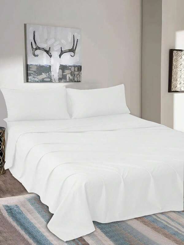 4 Piezas Juego de Sabanas Matrimonial diseño liso de color sólido para cama 3000 Hilos,Material Suave, Transpirable y Refrescante,1 Forro,1 Sábana/ 2 Fundas