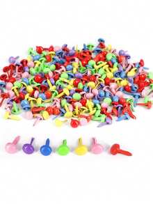 100pcs Mini Assorted Color Paper Fasteners, Round Head Metal Clips For Crafts, DIY Projects, Card Making, Handmade Supplies, Back To School - Multicolor - View 3