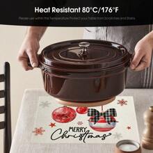 4/6 Stücke Weihnachtsbaum Tischsets, mit roten, weißen und karierten Mustern, robustes Material, geeignet für Küche, Esszimmer, Innen-/Außen Feiertagsdekoration, Thanksgiving und Weihnachten