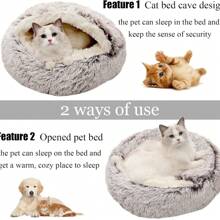 Pet Dog Cat Bed Round Plush Kitten Warm Sleeping Nest Bed Cat Cave House