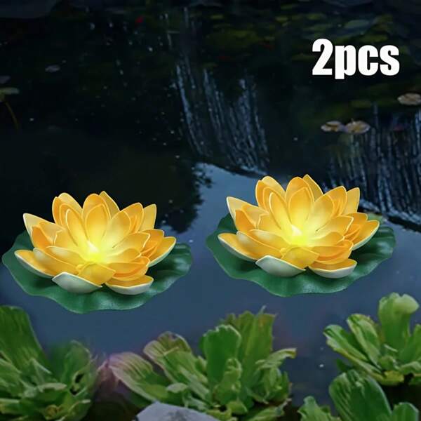 2pcs/Set Solar Powered Lotus Flower Lights, Outdoor Lighting, LED Outdoor Garden Decor Lamps, Suitable For Garden, Patio, Pool, Lawn, Park