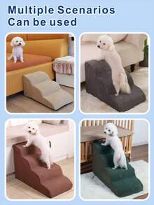 Pet Cat Dog Stairs, Large Zipper Design, Removable And Washable, Home Use Small Dog Teddy Incline Climbing Stairs, Helps Injured Pets Get On/Off Sofa/Bed, Foam Stair Slope Design