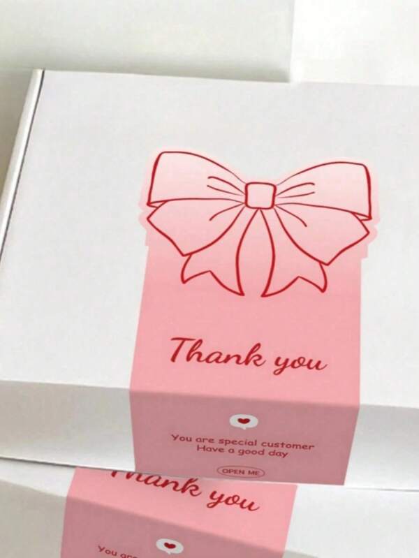 50 Stück süße Schleifen & Rosa Rose Dankeschön Aufkleber - Geschenkverpackung dekorative Siegelaufkleber zum Verschließen & Dekorieren von Boxen