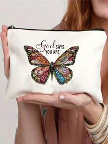 1 件基督教化妆包，耶稣印花化妆包，上帝字母印花化妆包，信仰战胜恐惧基督教印花化妆包，拉链多功能储物袋，基督教礼物，基督教礼品袋，励志礼物，感谢礼物化妆包，适用于旅行商务、度假、日常、运动、健身、海滩化妆包化妆收纳盒化妆收纳盒化妆收纳袋化妆包