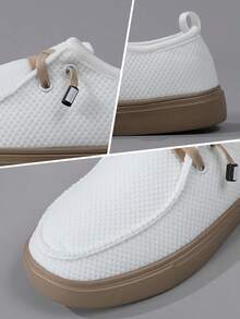 Mocasines de malla con punta redonda para hombre, suela ligera, zapatos de moda transpirables sin cordones con banda elástica, suela de EVA, temporada, deporte, calle, plano - Multicolor - Ver 6