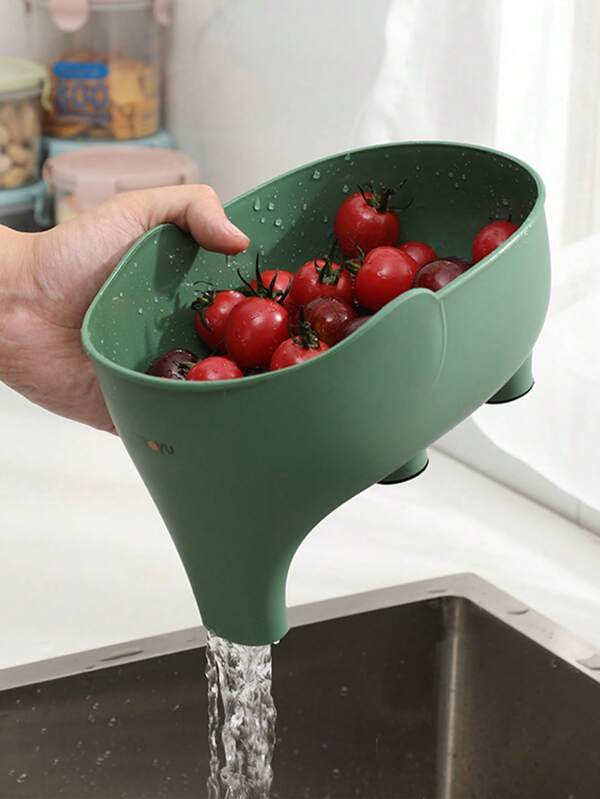 Kitchen Sink Dish Drainer, Multi-Function Fruit/Vegetable Washing Basket, Elephant Shaped Large Capacity Colander