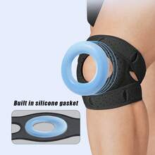 1 件专业护膝，带硅胶垫圈、双髌骨支撑带、膝关节包裹和支撑套，适用于跑步、跳绳、徒步旅行、运动和健身 - 黑色 - 查看 3