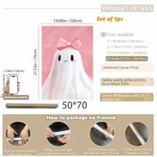 1pc, Canvas Wall Art, Framed Art Decor, Waterproof, Vintage Pink Bow Spooky, Halloween Children's Room Decor, Spooky In Pink Bathtub, Edgy Fashion Home Decor, Cute And Charming Spooky Paintings, Fall Decor, Halloween Decor, Room Decor, Dorm Room Decor, Bedroom Home, Wall Decor, Back To School Decor, School Dorm Decor, Bathroom Decor